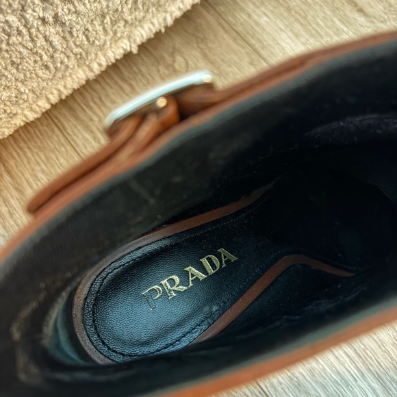 Prada Brown Leather Ankle Booties with Buckle - Picture 4 of 4